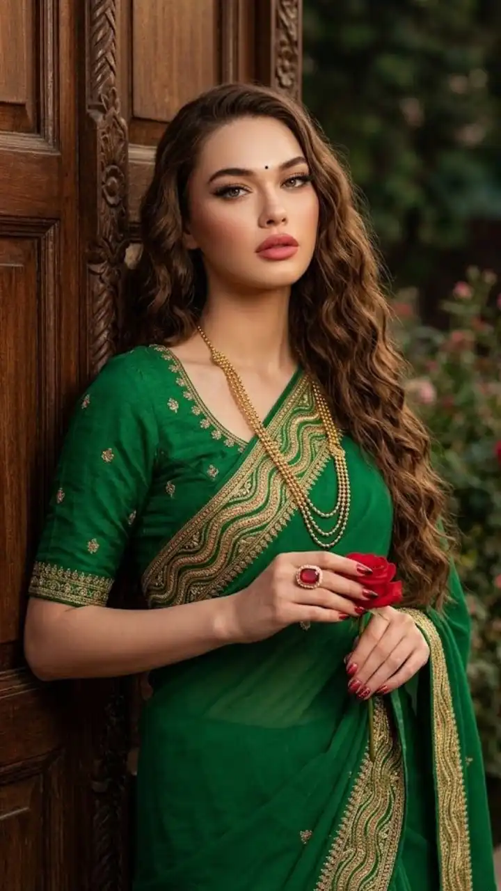 Green Saree AI Photoshoot Prompt for Luxury Portraits